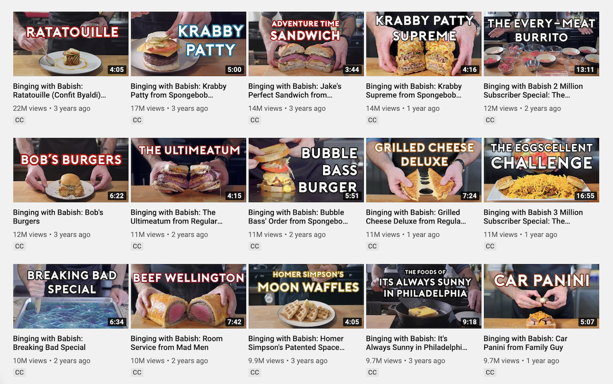 Binging with Babish most popular videos
